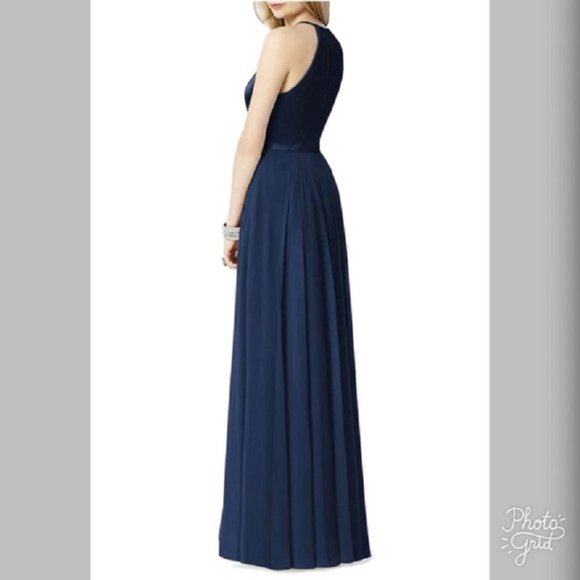 After Six 6705...Full Length, Halter, V-Neck Dress...Midnight....Size 2....NWT - Picture 2 of 4
